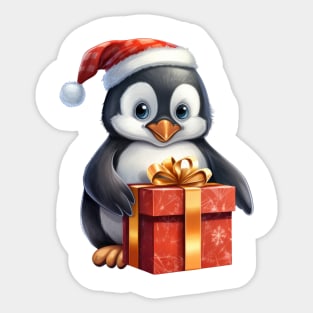 Baby Christmas Penguin With Gift Sticker